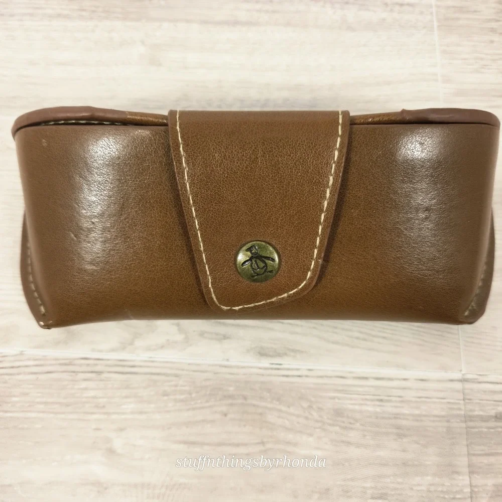 Vintage Leather Penguin Brand Eye Glasses Case Sunglasses Eyeglasses Felt Lining